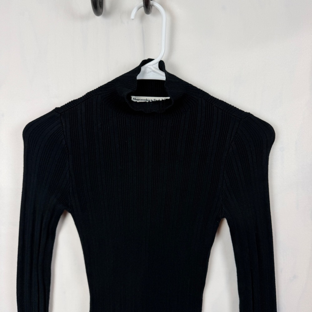 Abercrombie & Fitch Mock Neck Sweater Womens XXS Black New Ribbed Long Sleeve